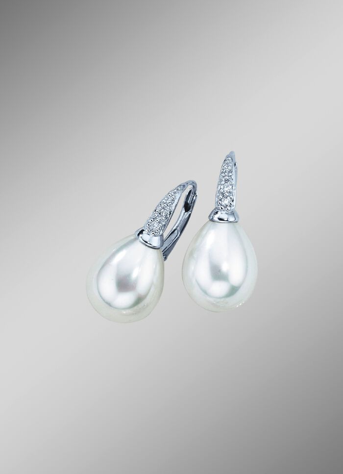 Ohrringe mit Muschelkernperltropfen 