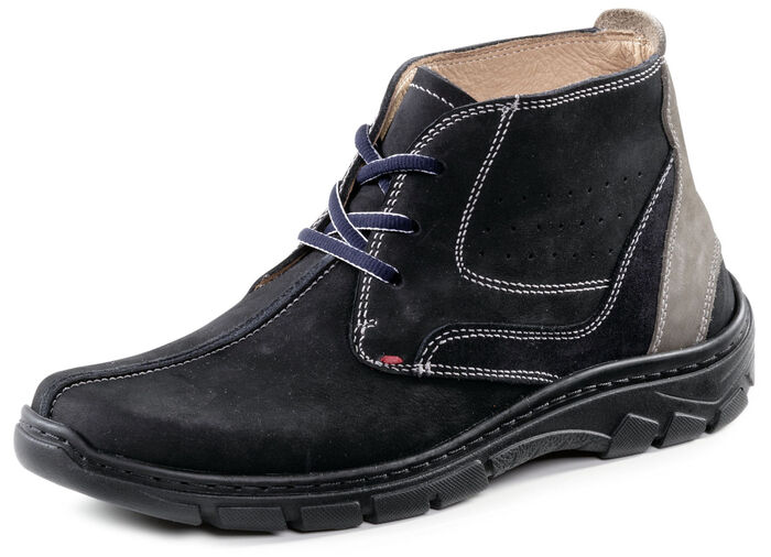 Schn&uuml;r-Boot aus Nubukleder MARINE-TAUPE