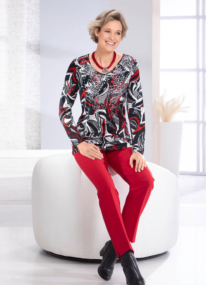 Shirt mit abgerundetem V-Ausschnitt  