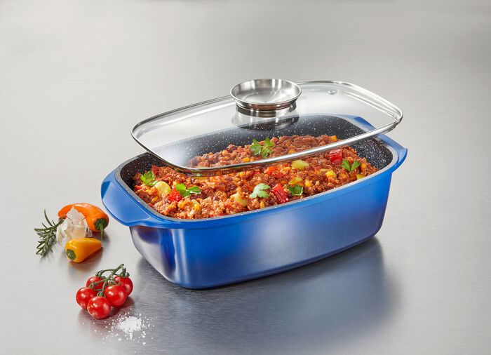 Extra hoher Aluguss-Br&auml;ter von King mit Antihaft-Beschichtung BLAU