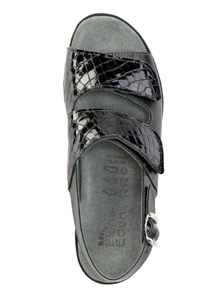 ELENA EDEN Sandale aus Nappaleder und krokogepr&auml;gtem Lackleder SCHWARZ