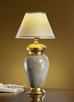 Tischleuchte aus italienischer Keramik GRAU-GOLD