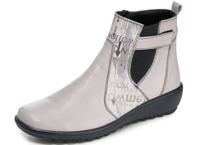 Gemini Stiefelette aus teilweise bedrucktem Rind-Nappaleder KIESEL