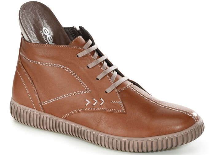 Gemini Schnür-Bootie mit Ziernähten COGNAC