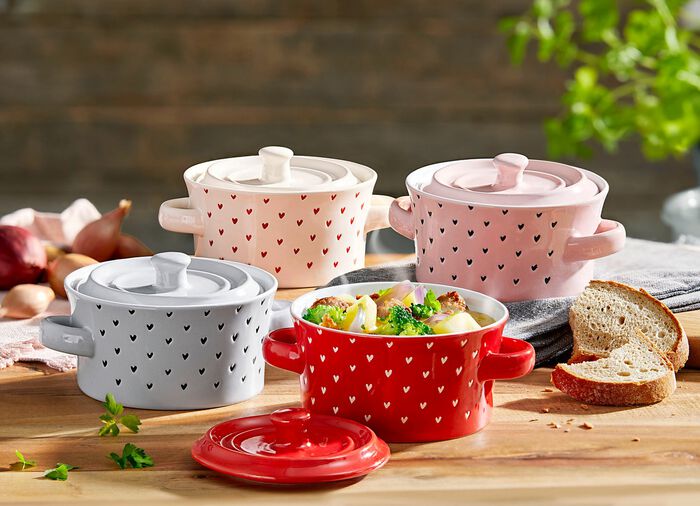 Schlemmert&ouml;pfchen, 4-teilig, aus feuerfester Keramik 