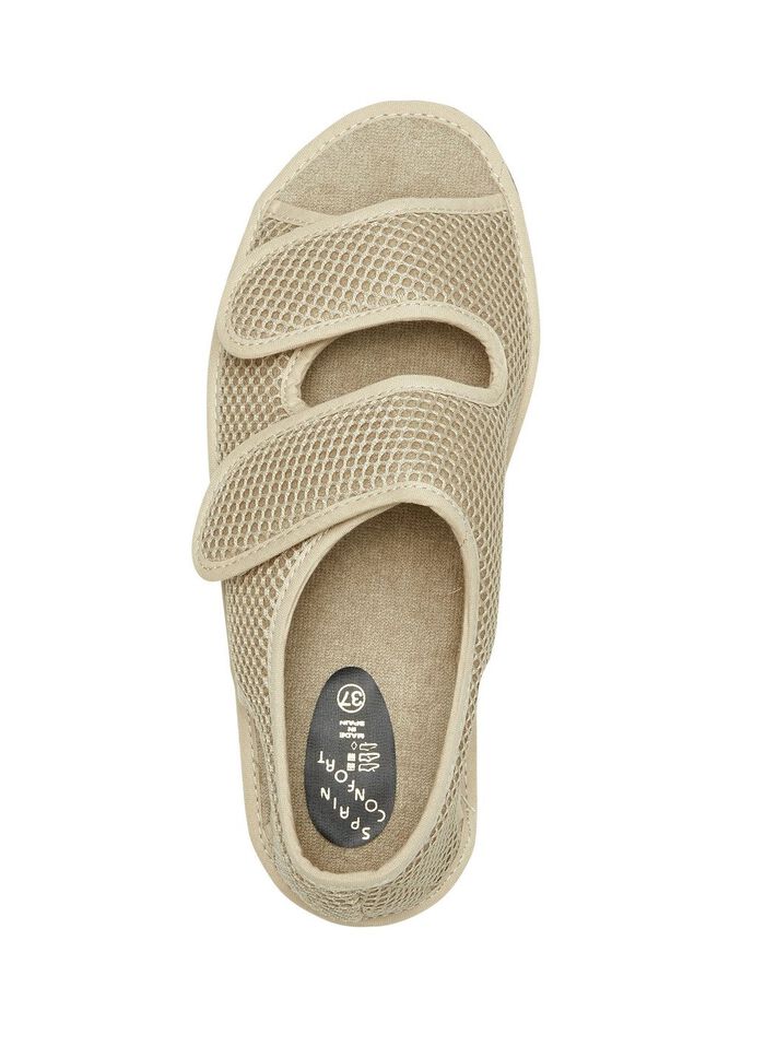 Bequeme Damen-Sandalen, Weite H, aus gepolstertem Textilmaterial 