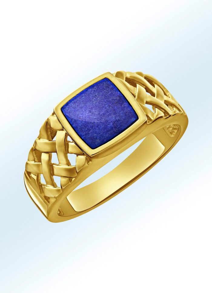 Schicker Herrenring mit echt Lapislazuli 