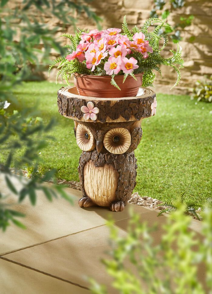 Eule als Vogeltr&auml;nke oder Pflanzpodest 