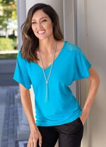 Shirt mit Strasszier AZURBLAU