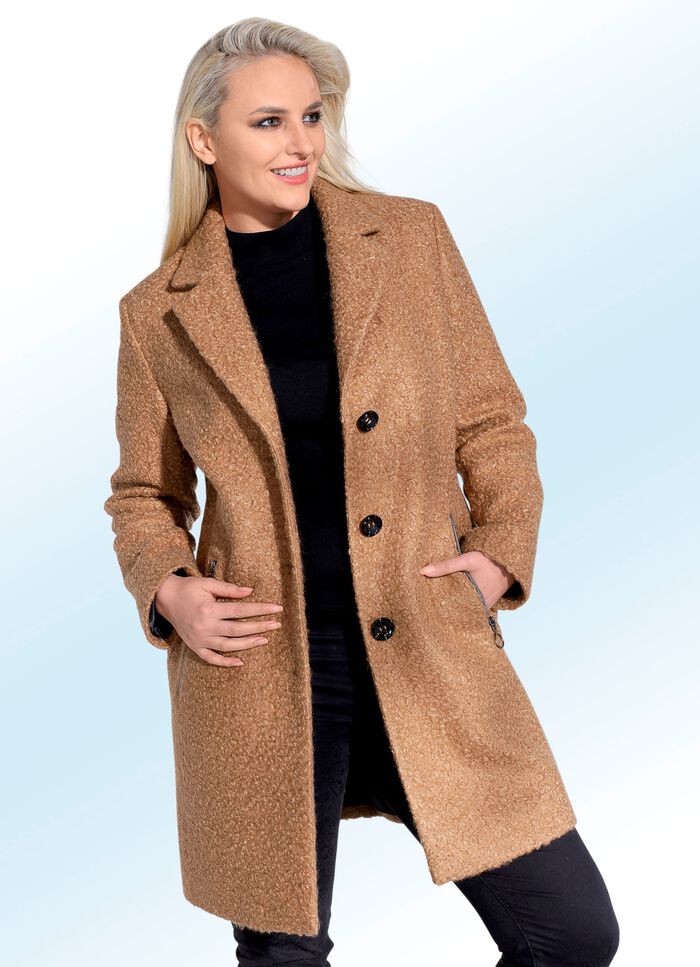 Kurzmantel in 2 Farben in angesagter Curly-Optik SAND