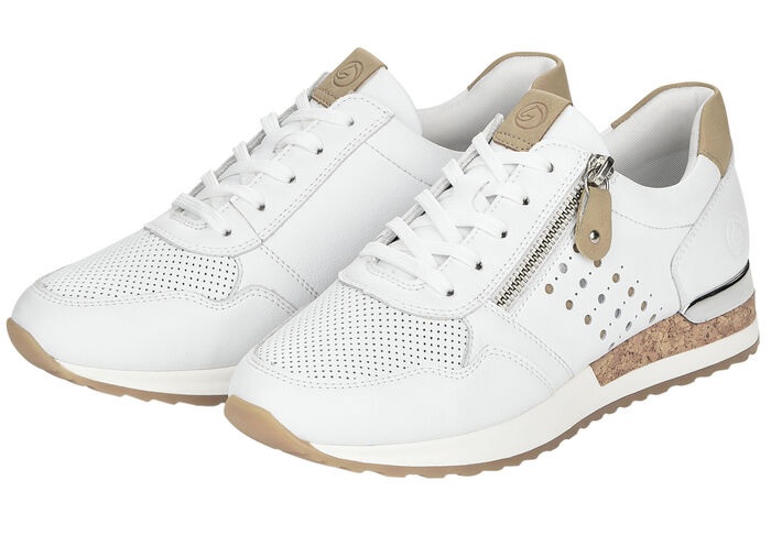 Remonte Sneaker mit unterlegter Zierlochung WEISS-SAND