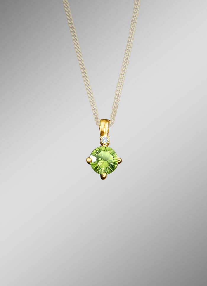 Anh&auml;nger mit echt Peridot und Diamanten 