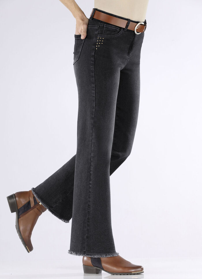Jeans mit angesagtem Fransensaum SCHWARZ
