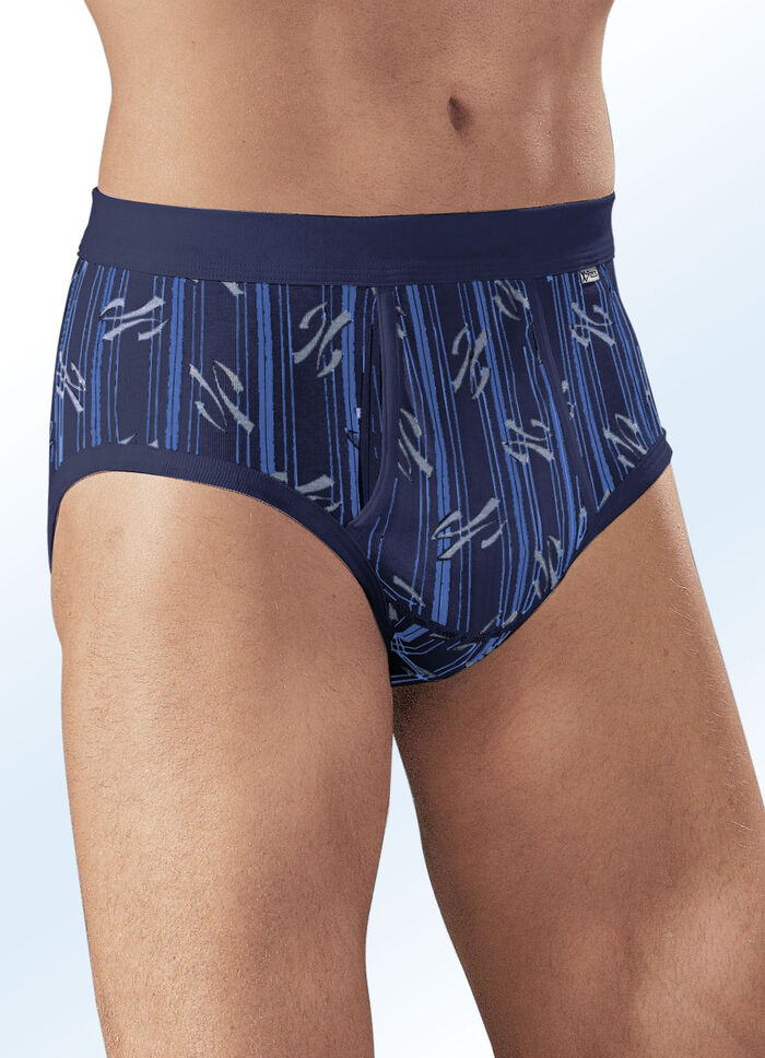 F&uuml;nferpack Slips aus Feinripp mit Eingriff, bunt dessiniert 