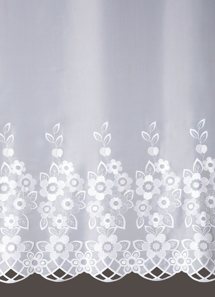 Blumenfenster-Store mit echter Plauener Stickerei 