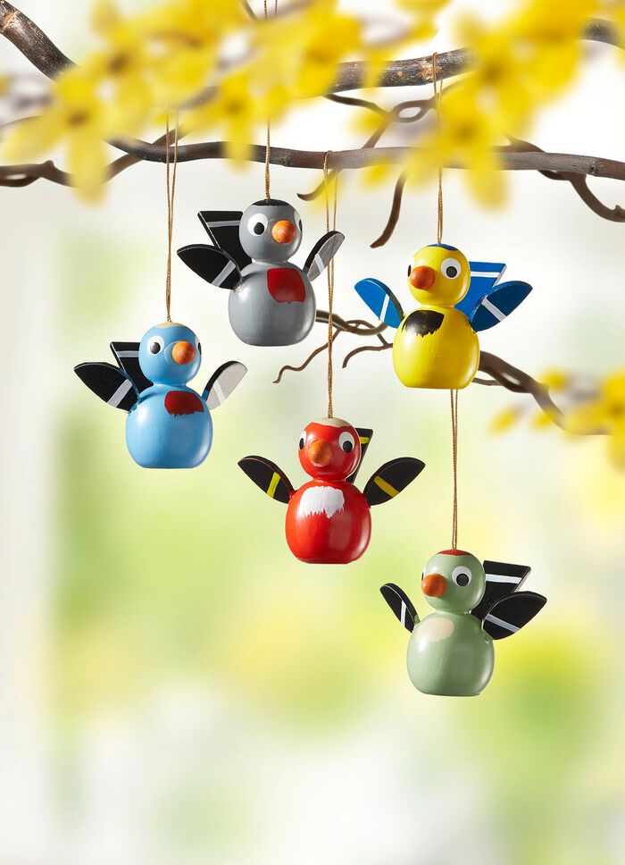 Vogelh&auml;nger aus Holz, 5er-Set 