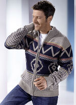 Jacke mit durchgehendem Rei&szlig;verschluss MARINE-BEIGE MELIERT