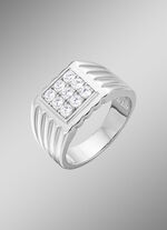 Markanter Herrenring mit synth. Zirkonia