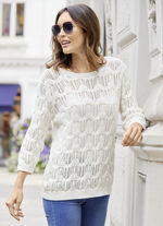 Pullover mit dezentem Paillettengarn ECRU