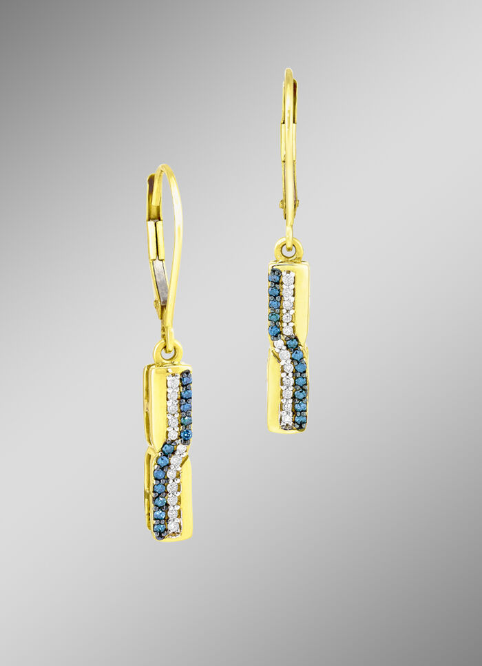 Entz&uuml;ckende Ohrringe mit wei&szlig;en und blauen Brillanten 