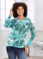 Pullover in weich flie&szlig;ender Qualit&auml;t T&Uuml;RKIS-MULTICOLOR