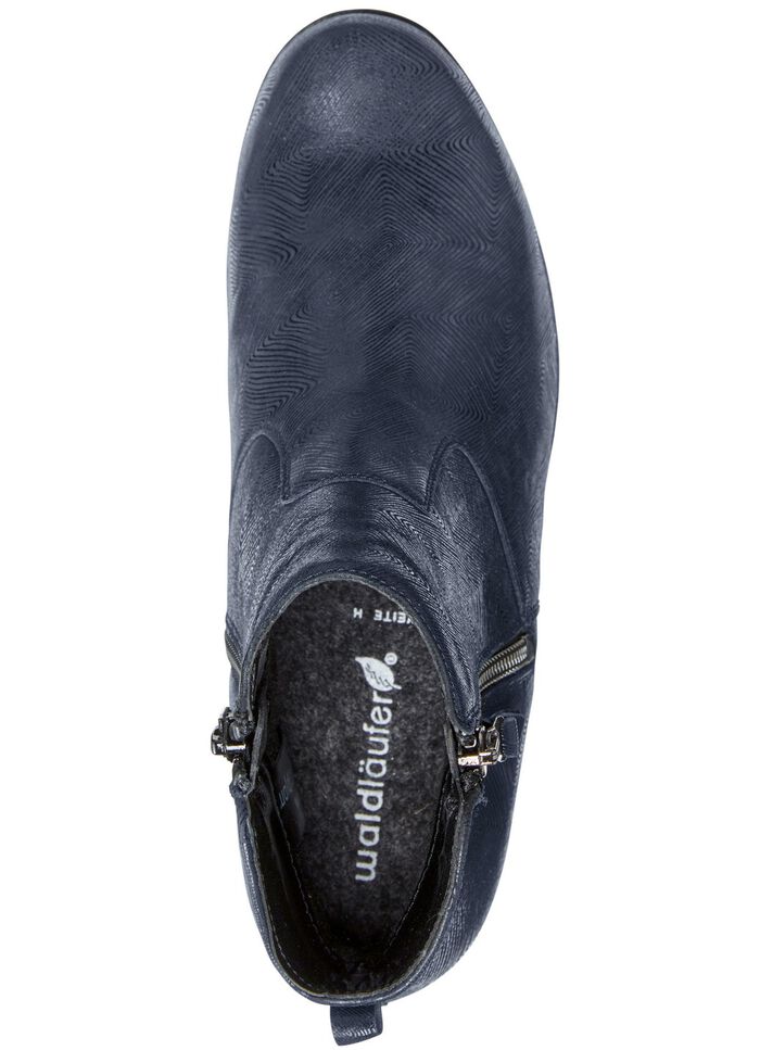 Waldl&auml;ufer Stiefelette aus effektvoll gepr&auml;gtem Leder DUNKELBLAU