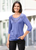 Shirt mit Pl&auml;ttchenzier in 2 Farben FLIEDER