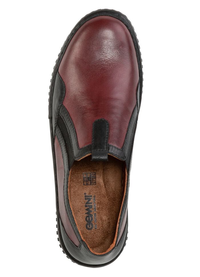 Gemini Slipper aus schattiertem Rind-Nappaleder BURGUND-SCHWARZ