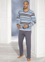 Schlafanzug mit V-Ausschnitt und Ringeldessin 