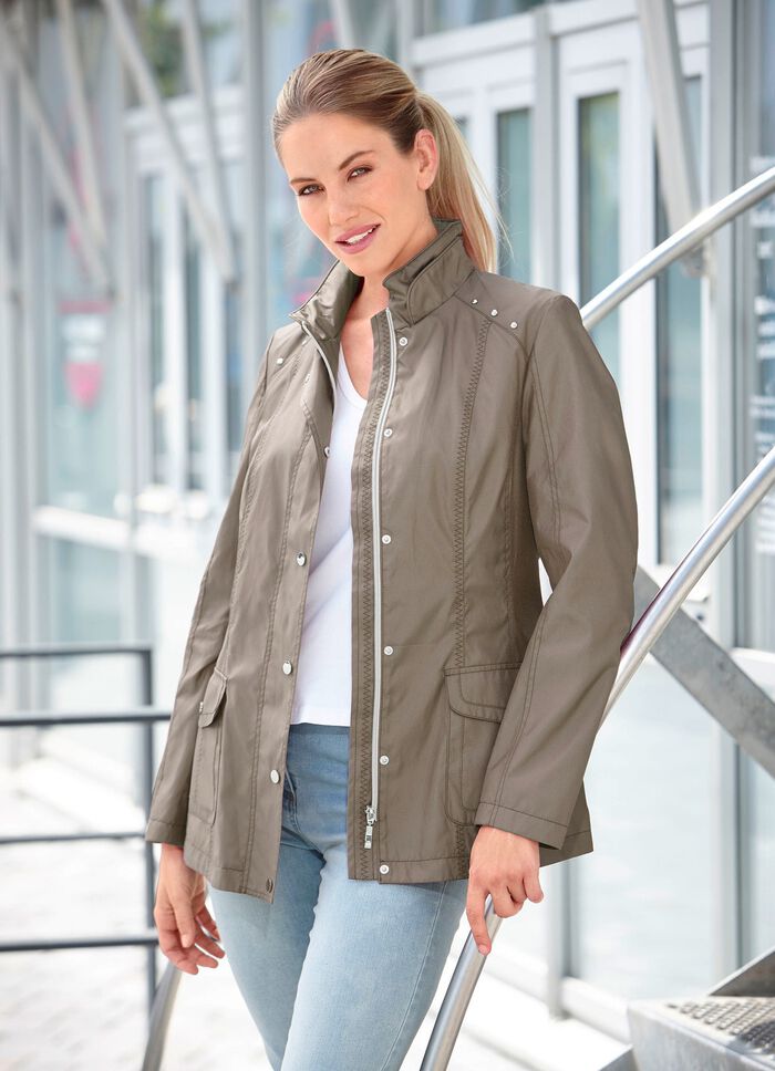Jacke mit Ziernieten an der Schulterpartie TAUPE