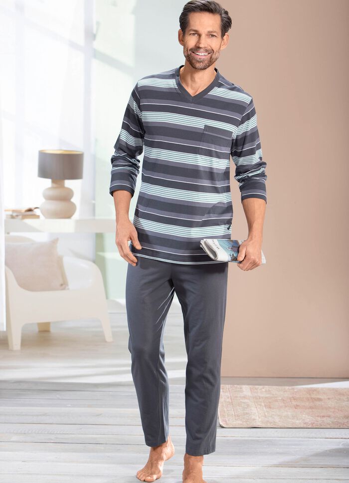 Zweierpack Schlafanz&uuml;ge mit V-Ausschnitt und offenen Abschl&uuml;ssen 