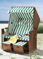 Strandkorb mit pflegeleichtem Kunststoffgeflecht GRÜN-BEIGE