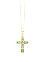 Interessanter Kreuz-Anhänger mit beh. Blautopas 
