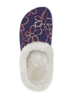 Mubb Wollfilz-Pantoffel mit bunter Blüten-Stickerei MARINE-ECRU