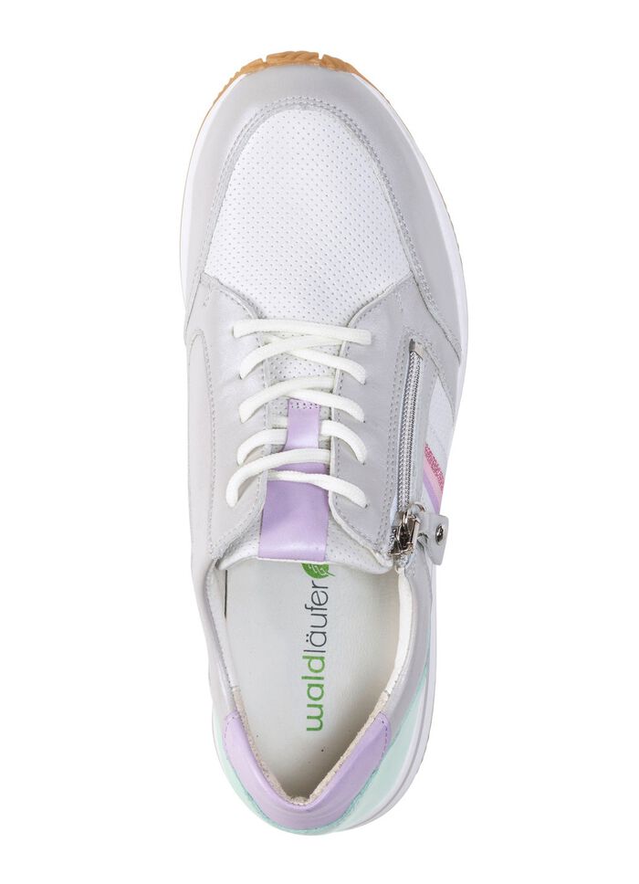 Waldl&auml;ufer Schn&uuml;rschuh mit zart schimmerndem Nappaleder mit Textil-Besatz 