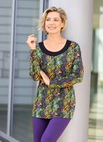 Longshirt mit schwarzer angesetzter Blende SCHWARZ-GR&Uuml;N