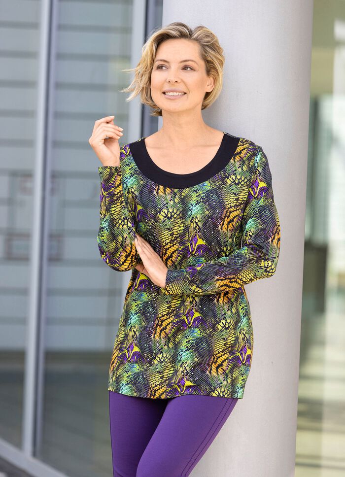 Longshirt mit schwarzer angesetzter Blende SCHWARZ-GR&Uuml;N