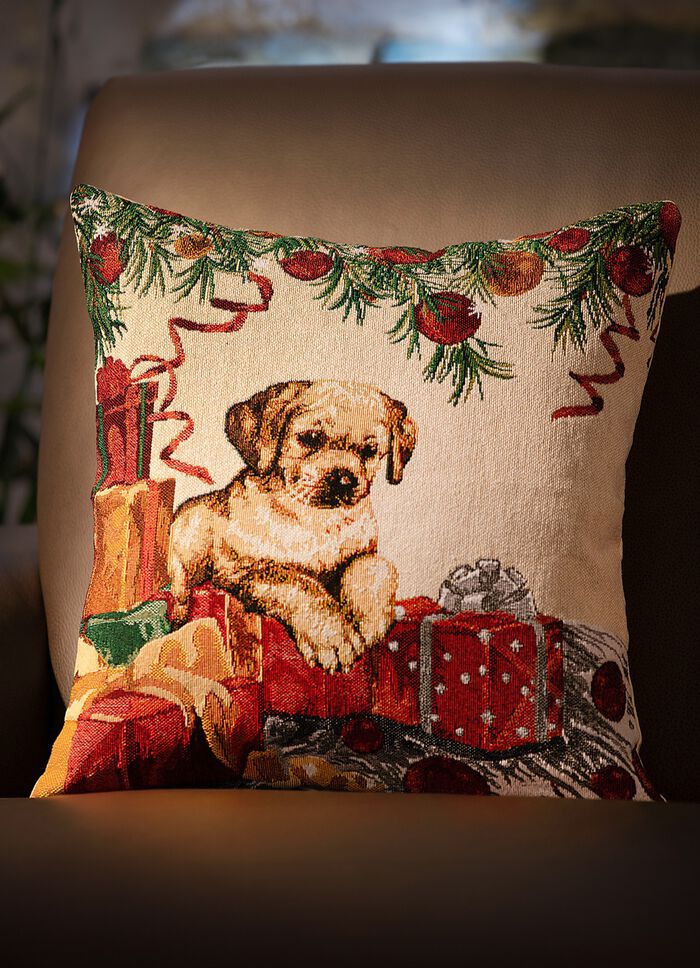 Kissenbezug Hund mit Geschenken 