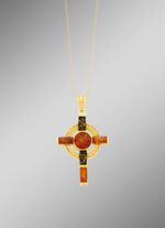 Kreuz-Anh&auml;nger mit echt Bernstein 