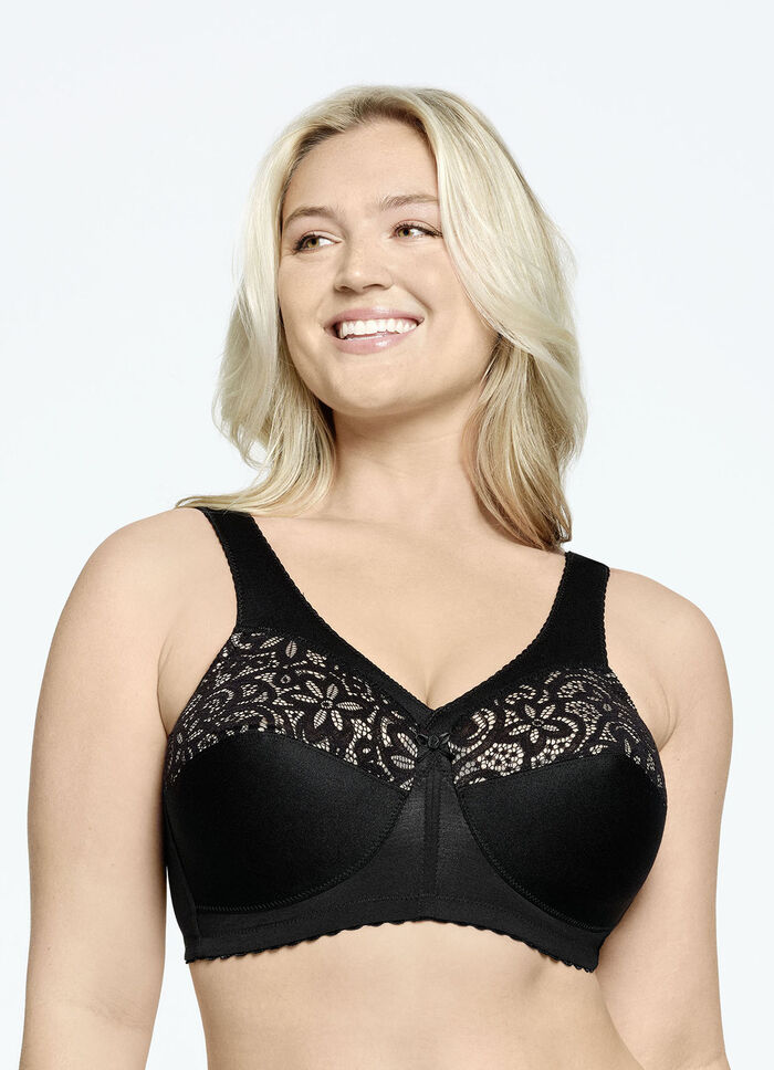 Glamorise St&uuml;tz-BH mit Stickereispitze SCHWARZ