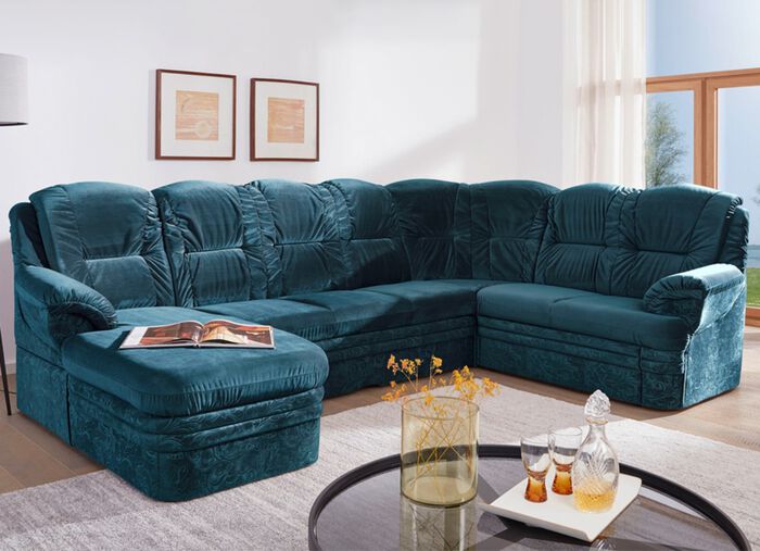 Polsterm&ouml;bel mit Bettfunktion und Bettkasten GR&Uuml;N