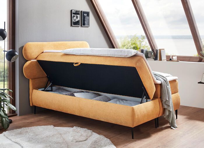 Boxspringbett mit LED-Beleuchtung und Topper SAFRAN
