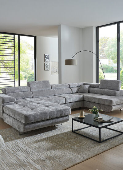 Wohnlandschaft mit Bettfunktion und Bettkasten 