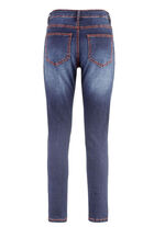 Jeans mit terrafarbenen Kontrastziernähten JEANSBLAU