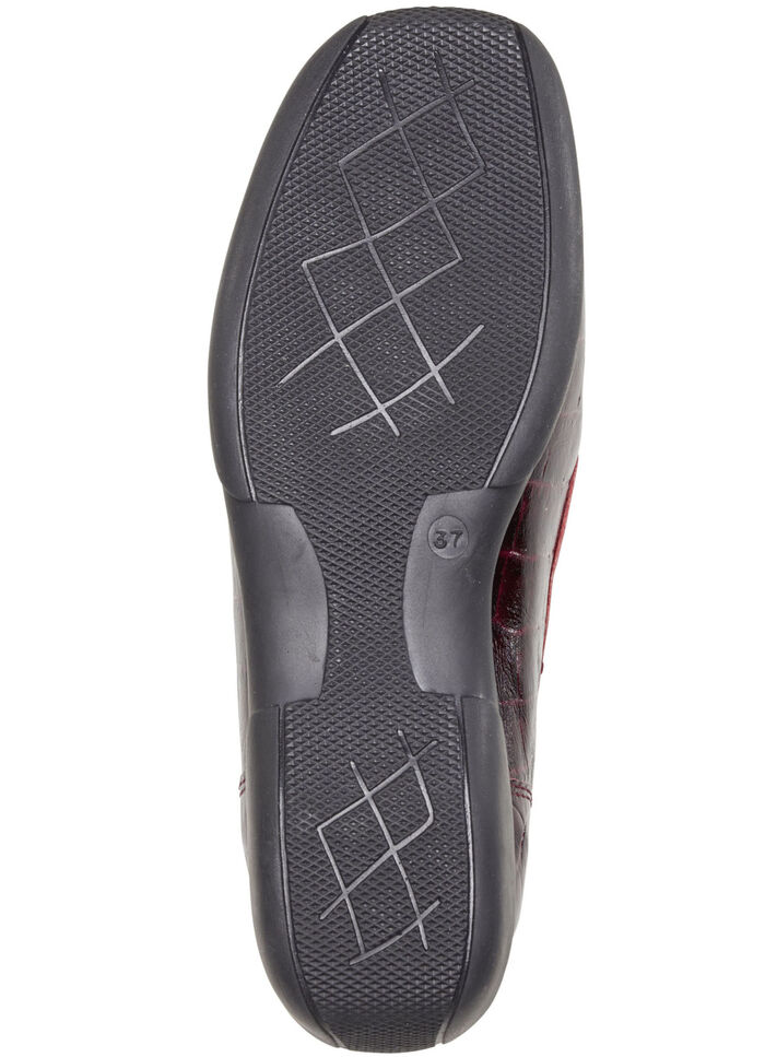 ELENA EDEN Mokassin-Slipper aus krokogeprägtem Chevreauleder BORDEAUX