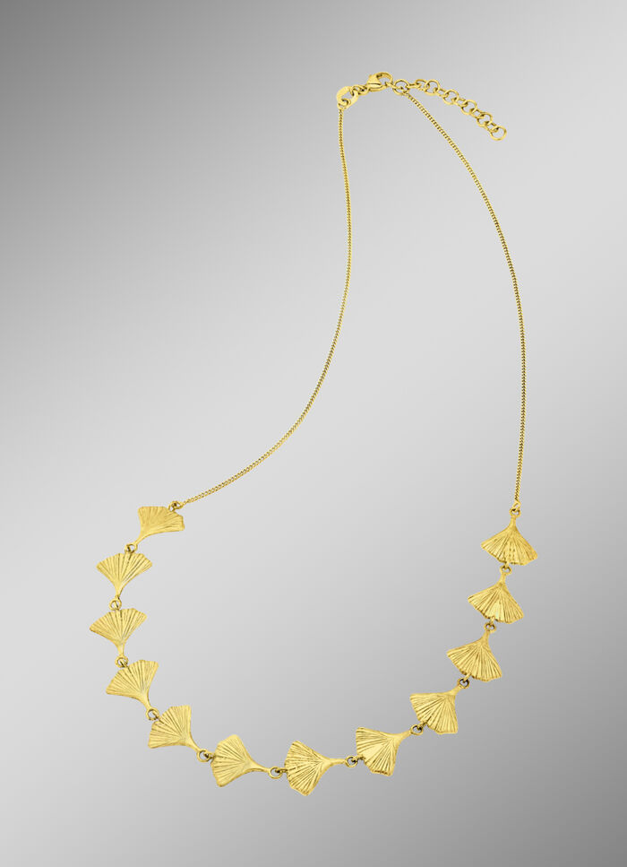 Mattierte Halskette mit Gl&uuml;cksbringer Ginkgoblatt 