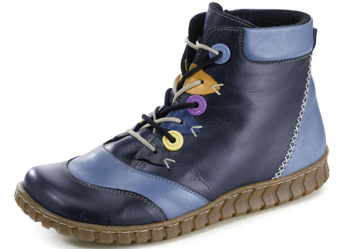 Gemini Schn&uuml;r-Bootie mit pfiffigen Bes&auml;tzen BLAU-BUNT