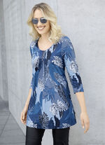 Longshirt mit dezenter Faltenlegung in 2 Farben BLAU-BLEU-BUNT