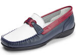 ELENA EDEN Slipper mit dekorativer Spange BLAU-WEISS-ROT