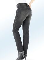 Edel-Jeans mit wundersch&ouml;ner Blumenstickerei SCHWARZ